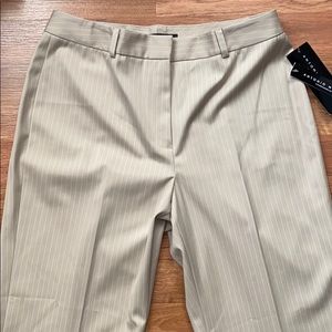 NWT Antonio Melani beige pinstriped slacks, size 6